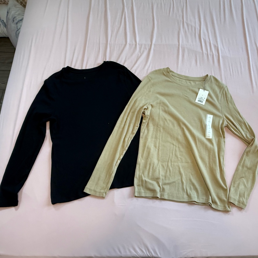 Black and Tan Long Sleeve Tops, Size L